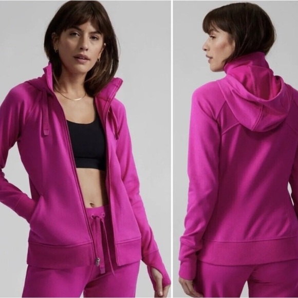 Athleta Magenta Triumph Zip Up Hoodie Size Medium - Picture 1 of 10